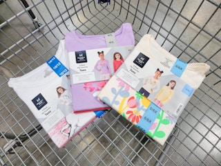 3 packs of kids long sleeve tees in a cart