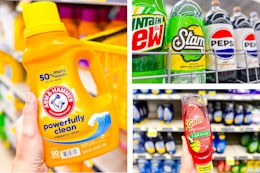 dollar general arm and hammer, gain, starry 3-photo collage
