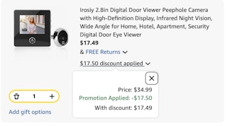 peephole camera Amazon receipt