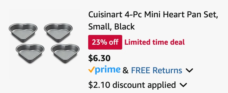 Cuisinart 4-Pc Mini Heart Pan Set, Small, Black