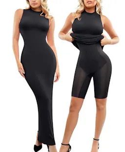 Mock Neck Sleeveless Shapewear Maxi Dress