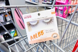 package of kiss eyelashes in a cart