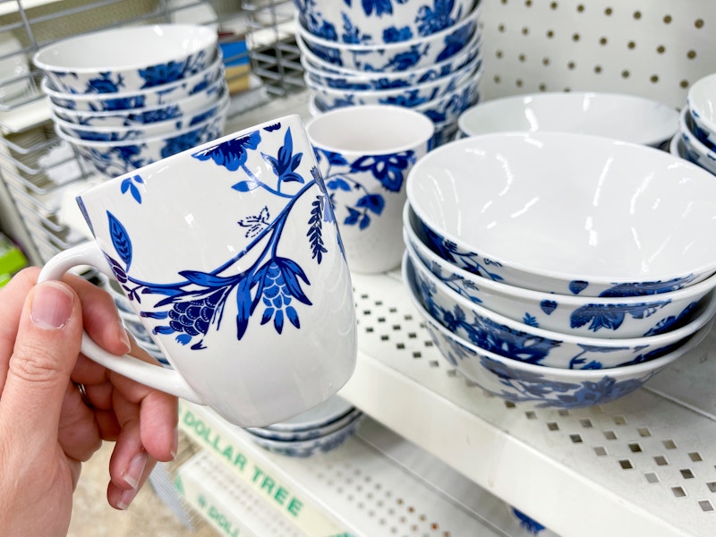 Floral patterend mugs and bowls at dollar tree