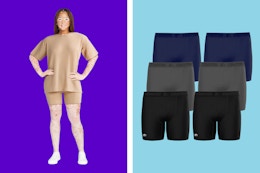 women's lounge set and men's boxer briefs