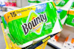 bounty paper towels in yellow shopping cart