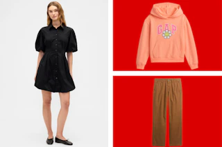 Gap Factory clothes in a collage