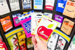 hand holding gift cards