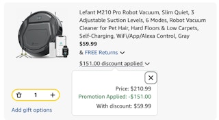 Lefant vacuum Amazon receipt