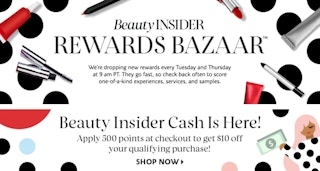 A page from Sephora's website that says beauty insider rewards bazaar