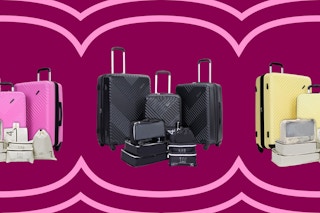 walmart hardside luggage set collage