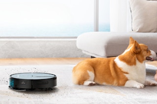 Robot Vacuum and Mop Combo vacuuming in a living room