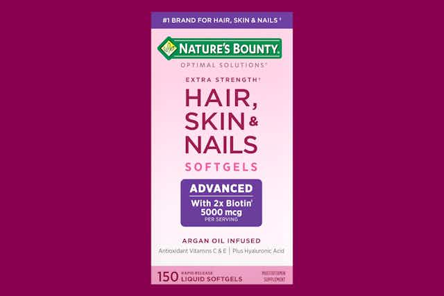 150-Count Nature's Bounty Hair, Skin & Nail Supplements, $6.21 on Amazon  card image