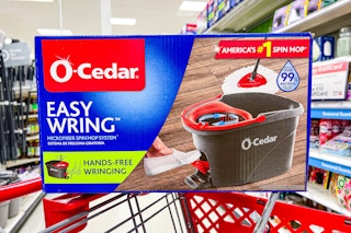 target o-cedar mop system placed on cart