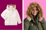 Kids Parka Jackets (a stock photo + close up of child hearing the fur trim hood)