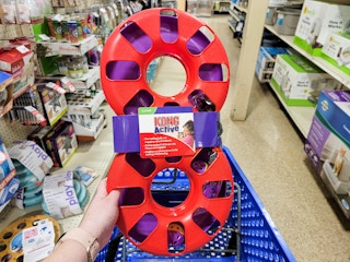 kong eight track cat toy over a cart