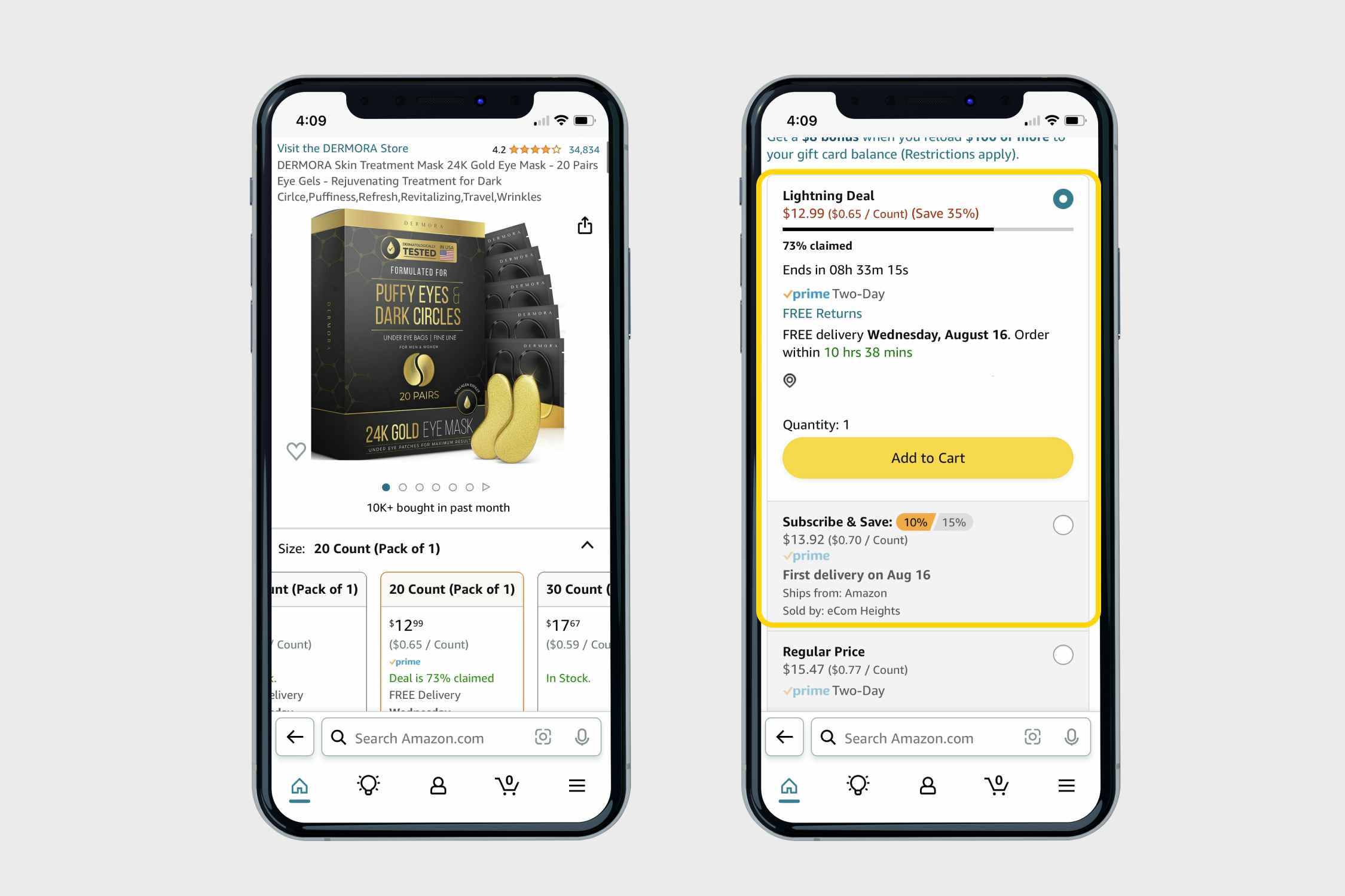 iphone screenshots with amazon lightning deals and subscribe-and-save