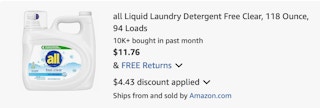 All detergent Amazon receipt