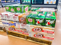 A&W Root Beer, Sunkist, 7-Up soda 12-packs