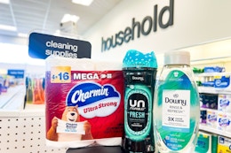 charmin toilet paper, downy unstoppables, and downy fabric rinse