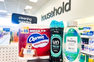 charmin toilet paper, downy unstoppables, and downy fabric rinse