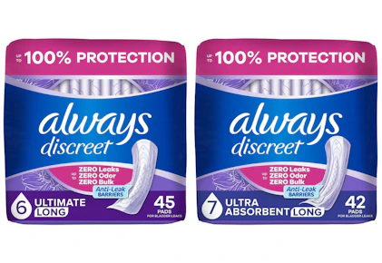 2 Always Discreet Pad Packs