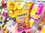 hand holding haribo wild berry bears in cvs