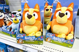 bluey talking bingo plush sitting on a target shelf