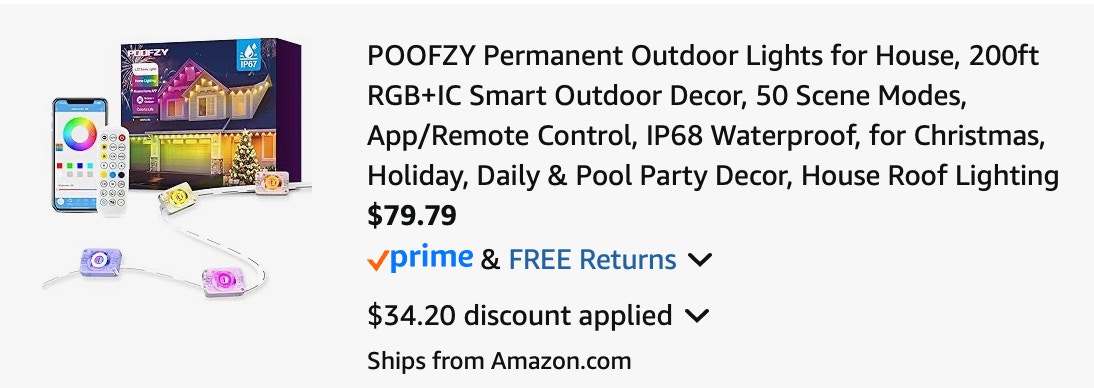 outdoor lights Amazon receipt