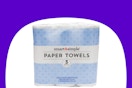 dollar general smart & simple paper towels on purple and white background