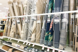 outdoor area rugs on a shelf at target