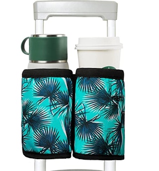 Cup holder with leaves on luggage