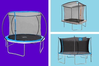Three different trampoline styles and sizes
