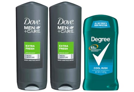 2 Dove Men Body Wash + 1 Degree Deodorant