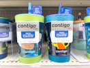 contigo kids straw tumblers on a target shelf
