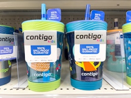 contigo kids straw tumblers on a target shelf