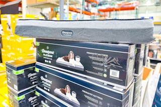 beautyrest pet beds stacked at costco