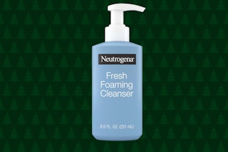 a blue bottle of facial cleanser