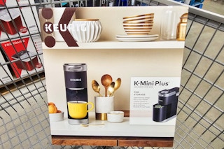 keurig coffee maker in a cart