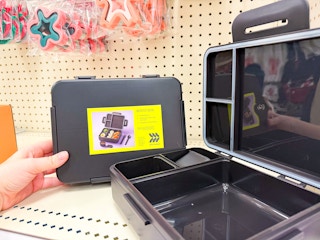 hand holding a all in motion bento box in front of an open box