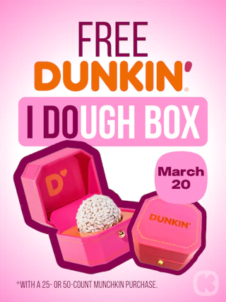 graphic showing free dunkin i dough box