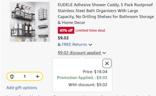 shower caddy Amazon receipt