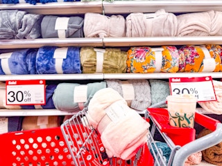threshold throw blankets sitting on a target cart