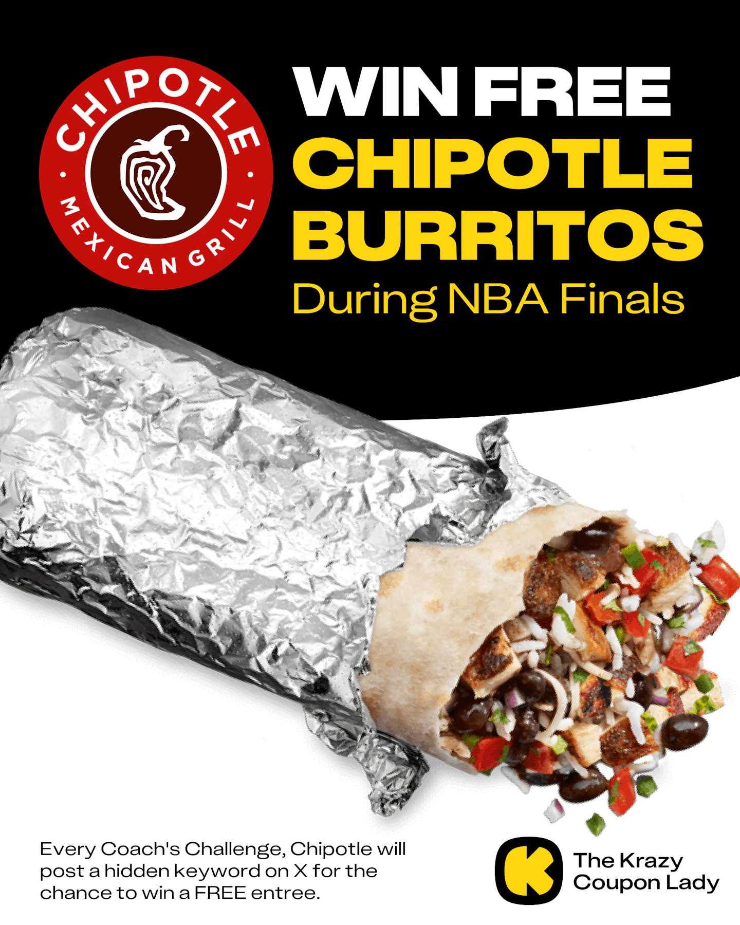 chipotle promo codes how i got free burritos & big... How To Get a Chipotle Free Burrito During the NBA Finals - The Krazy ...