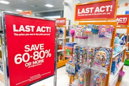 clearance signage by toys