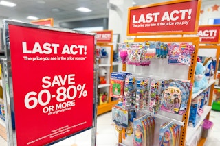 clearance signage by toys