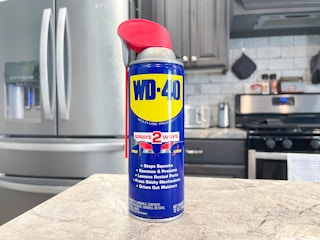 WD 40 can on a kitchen counter