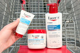 eucerin products in a shopping cart