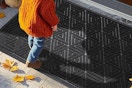 a doormat in front of a home