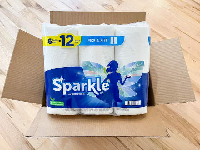 Sparkle Pick-A-Size Double Roll Paper Towel 6-Pack, as Low as $6 on Amazon card image