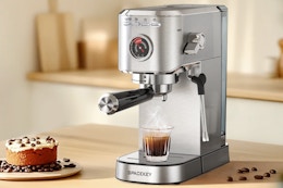 Espresso Machine With Milk Frother, Only $99.99 on Amazon (Reg. $179.99) card image